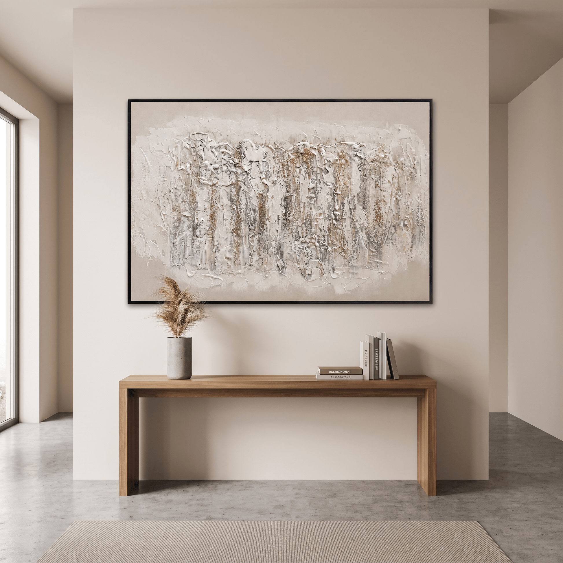Pictures  -  60485687 Beige & Gold Abstract Painting - 120 x 80cm  -  60485687
