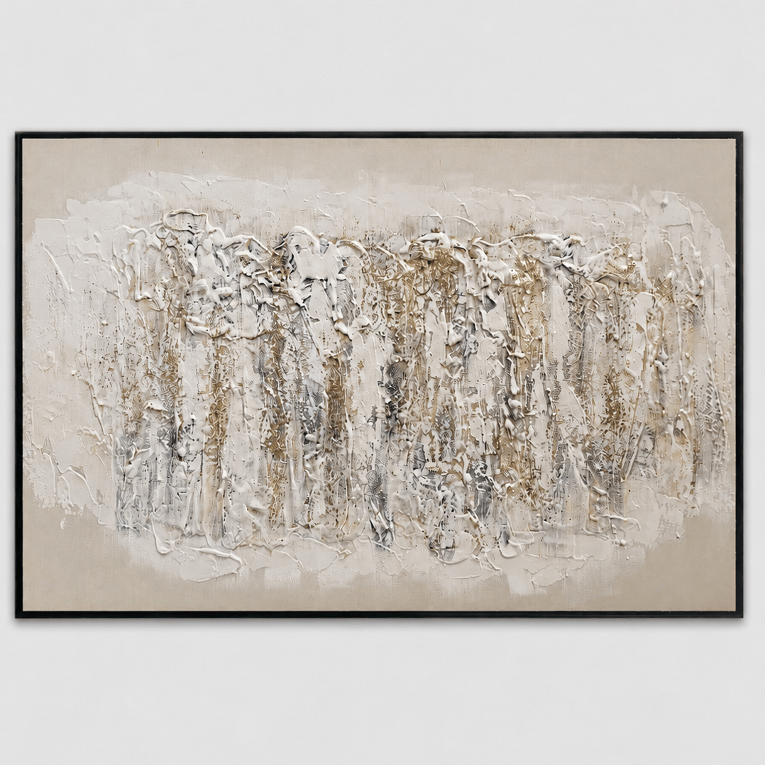 Pictures  -  60485687 Beige & Gold Abstract Painting - 120 x 80cm  -  60485687