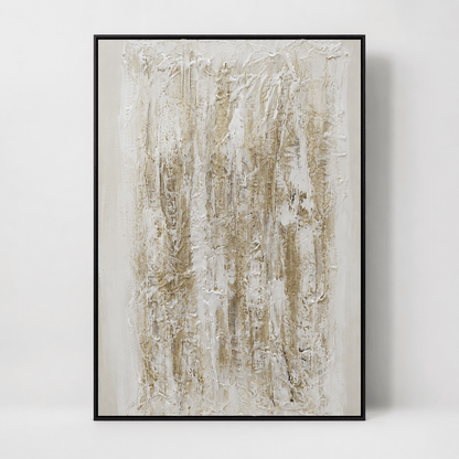 Pictures  -  Yiwu White & Cream Textured Painting on Canvas with Black Frame - 120 x 80cm (1)  -  60485688