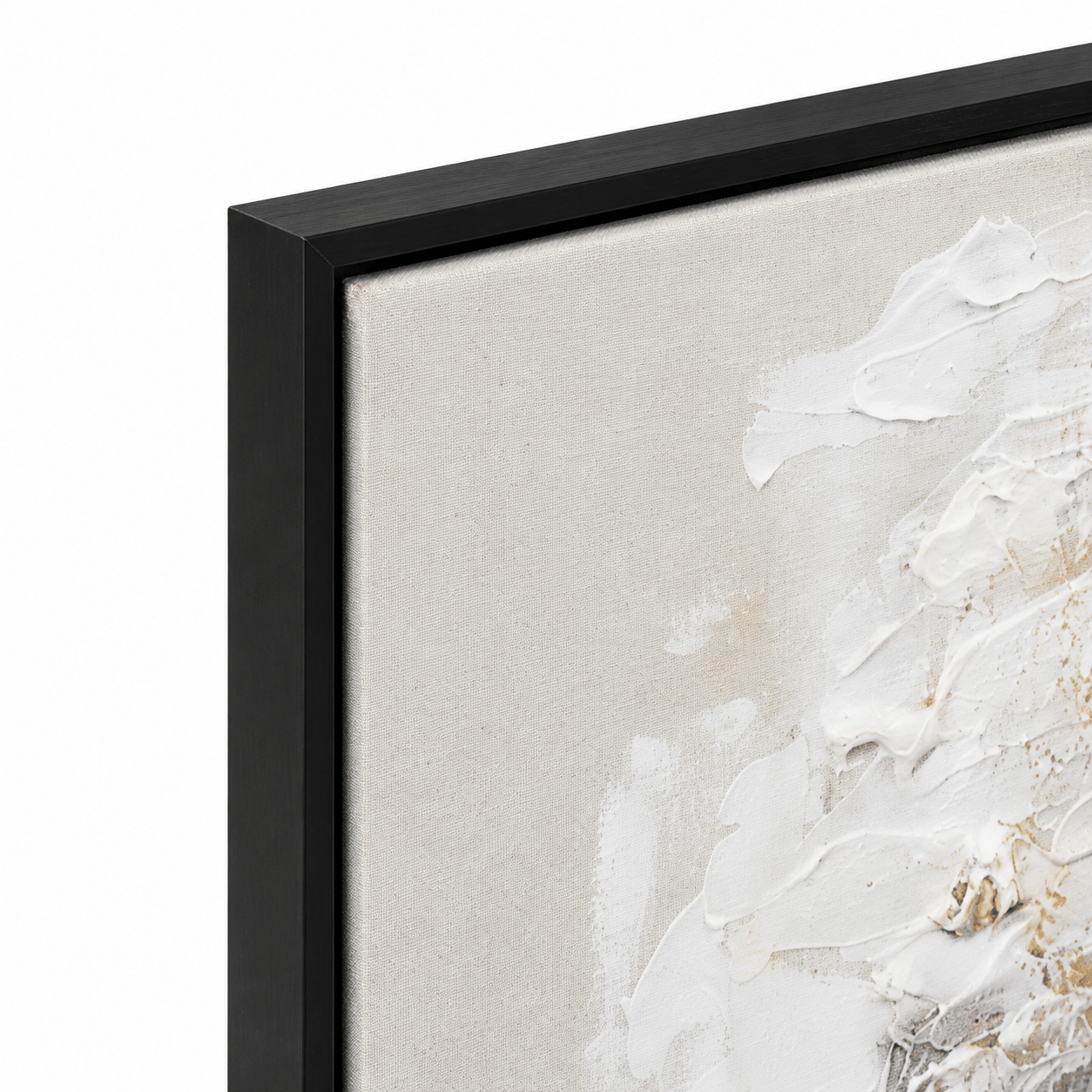 Pictures  -  Yiwu White & Cream Textured Painting on Canvas with Black Frame - 120 x 80cm (2)  -  60485689