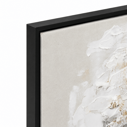 Pictures  -  Yiwu White & Cream Textured Painting on Canvas with Black Frame - 120 x 80cm (2)  -  60485689