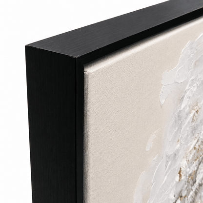 Pictures  -  Yiwu White & Cream Textured Painting on Canvas with Black Frame - 120 x 80cm (2)  -  60485689
