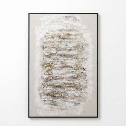 Pictures  -  Yiwu White & Cream Textured Painting on Canvas with Black Frame - 120 x 80cm (2)  -  60485689