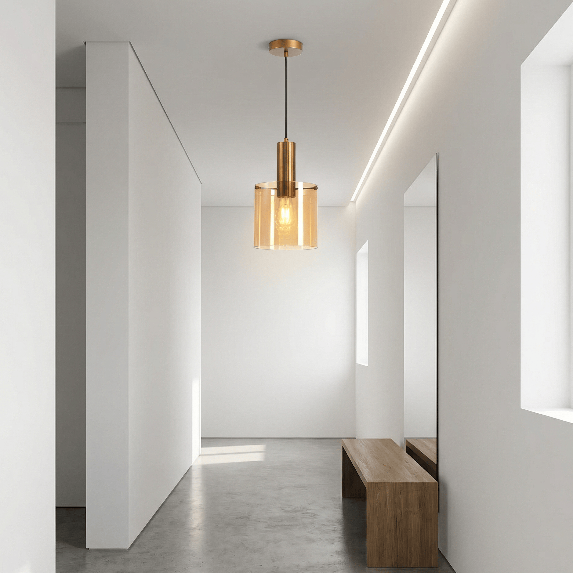 Lights  -  Stuttgart F001-1BR 1 Light Pendant Ceiling Light - Bronze & Amber Glass  -  60485692