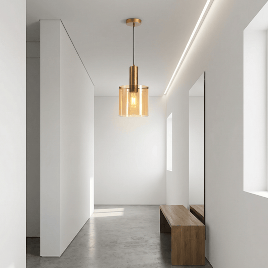Lights  -  Stuttgart F001-1BR 1 Light Pendant Ceiling Light - Bronze & Amber Glass  -  60485692
