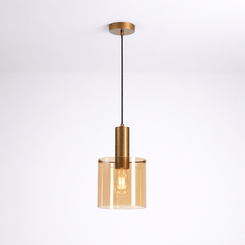 Lights  -  Stuttgart F001-1BR 1 Light Pendant Ceiling Light - Bronze & Amber Glass  -  60485692