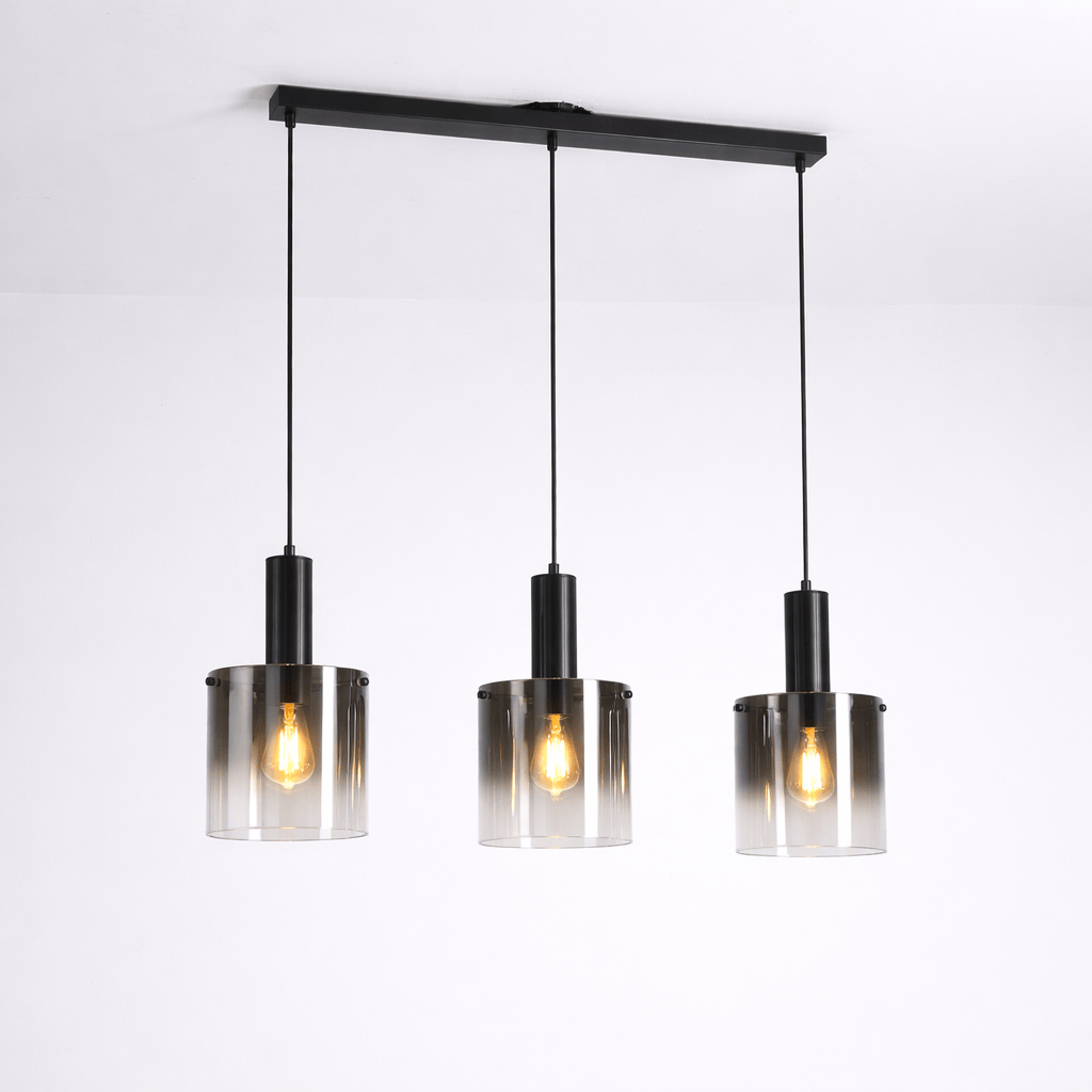 Lights  -  Stuttgart F001-3BK 3 Light Bar Pendant Ceiling Light - Black & Ombre Glass  -  60485693