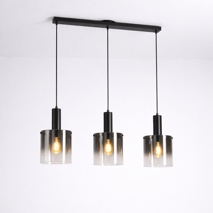 Lights  -  Stuttgart F001-3BK 3 Light Bar Pendant Ceiling Light - Black & Ombre Glass  -  60485693