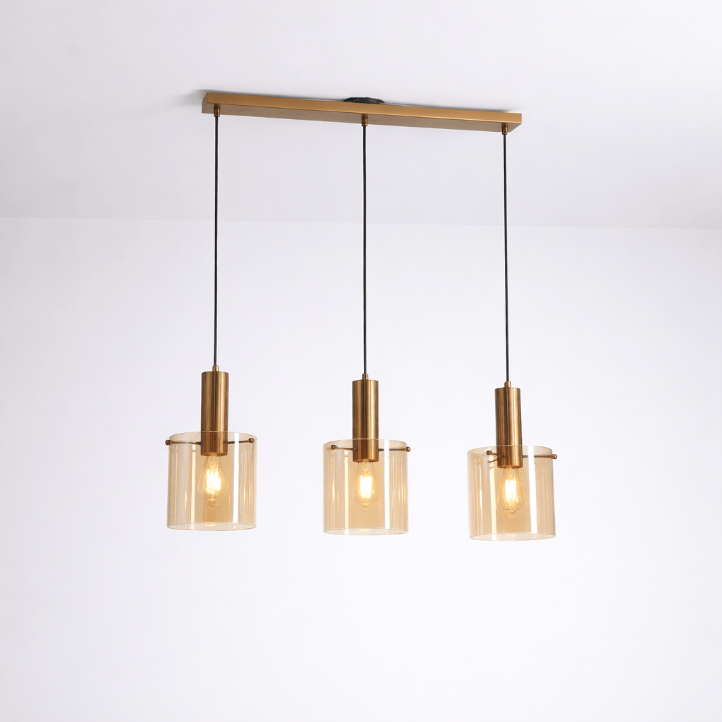 Lights  -  Stuttgart F001-3BR 3 Light Bar Pendant Ceiling Light - Bronze & Amber Glass  -  60485694