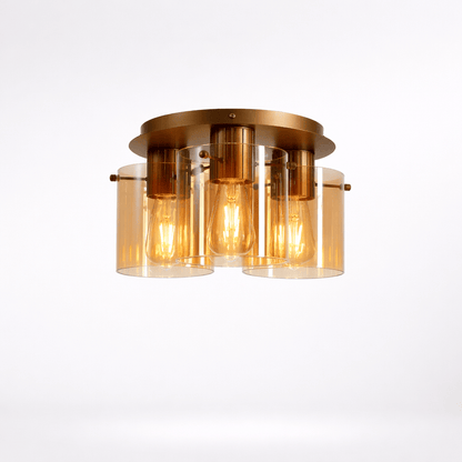 Lights  -  Stuttgart F001-3BR Flush Light Ceiling Light - Bronze & Amber Glass  -  60485696