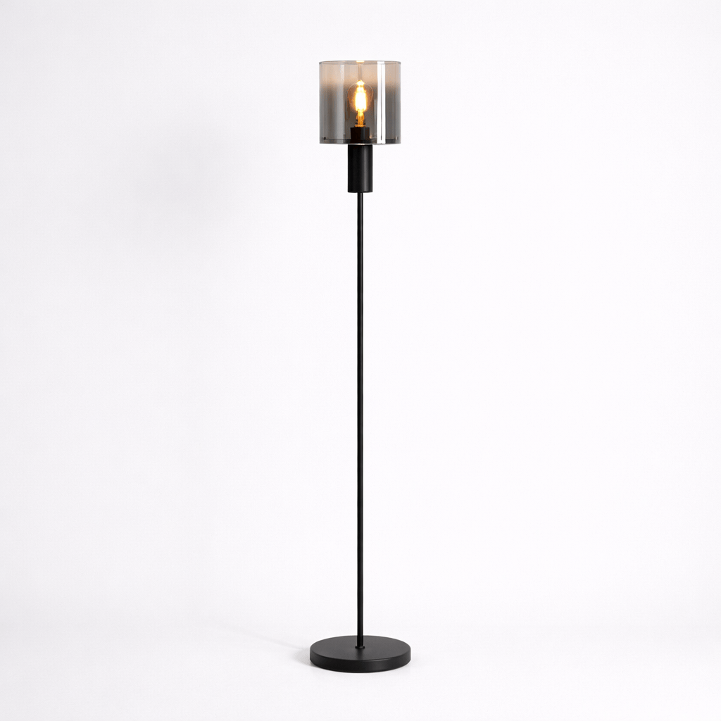 Lights  -  Stuttgart F001-1BK 1 Light Floor Lamp - Black & Smoked Ombre Glass  -  60485699