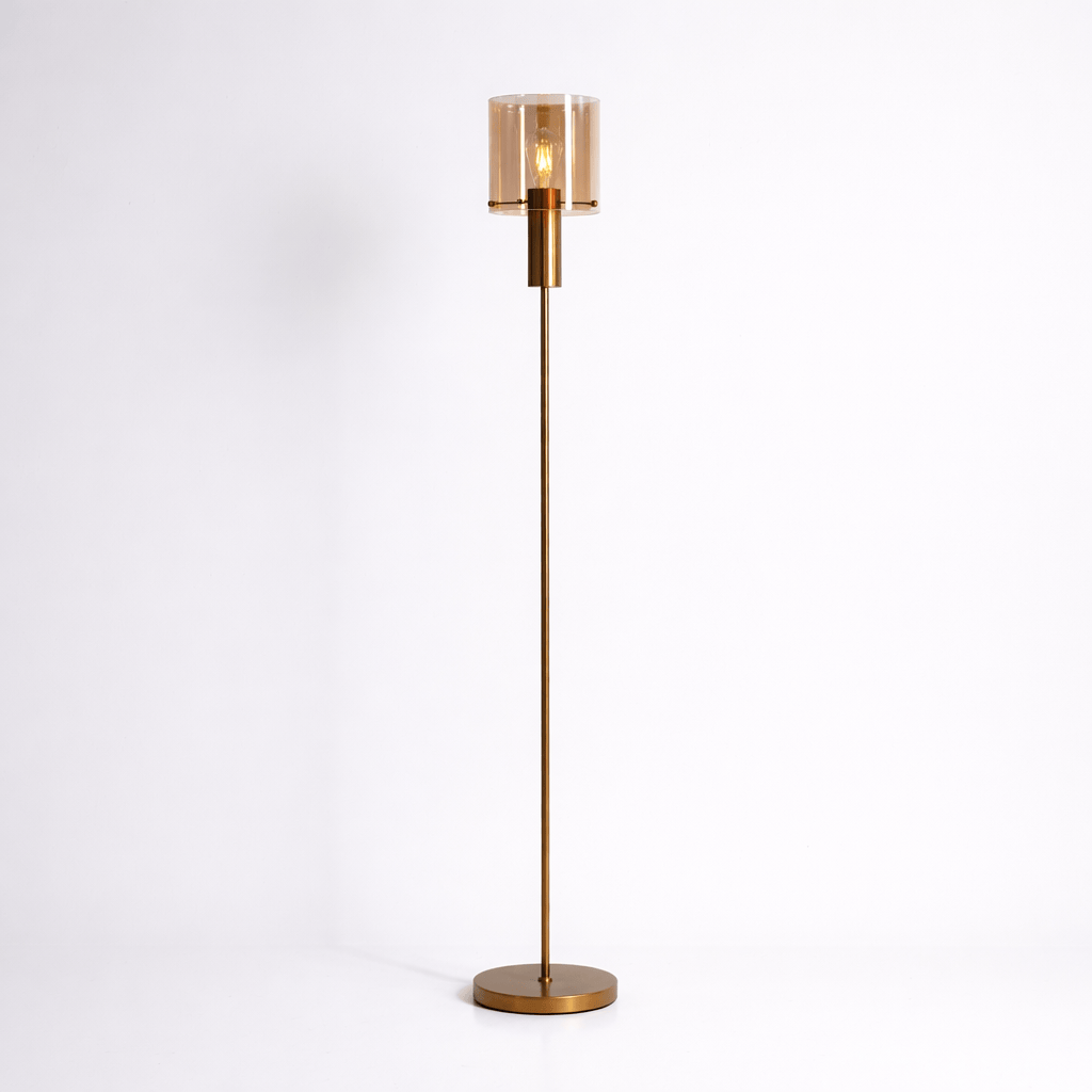 Lights  -  Stuttgart F001-1BR 1 Light Floor Lamp - Bronze & Amber Glass  -  60485700