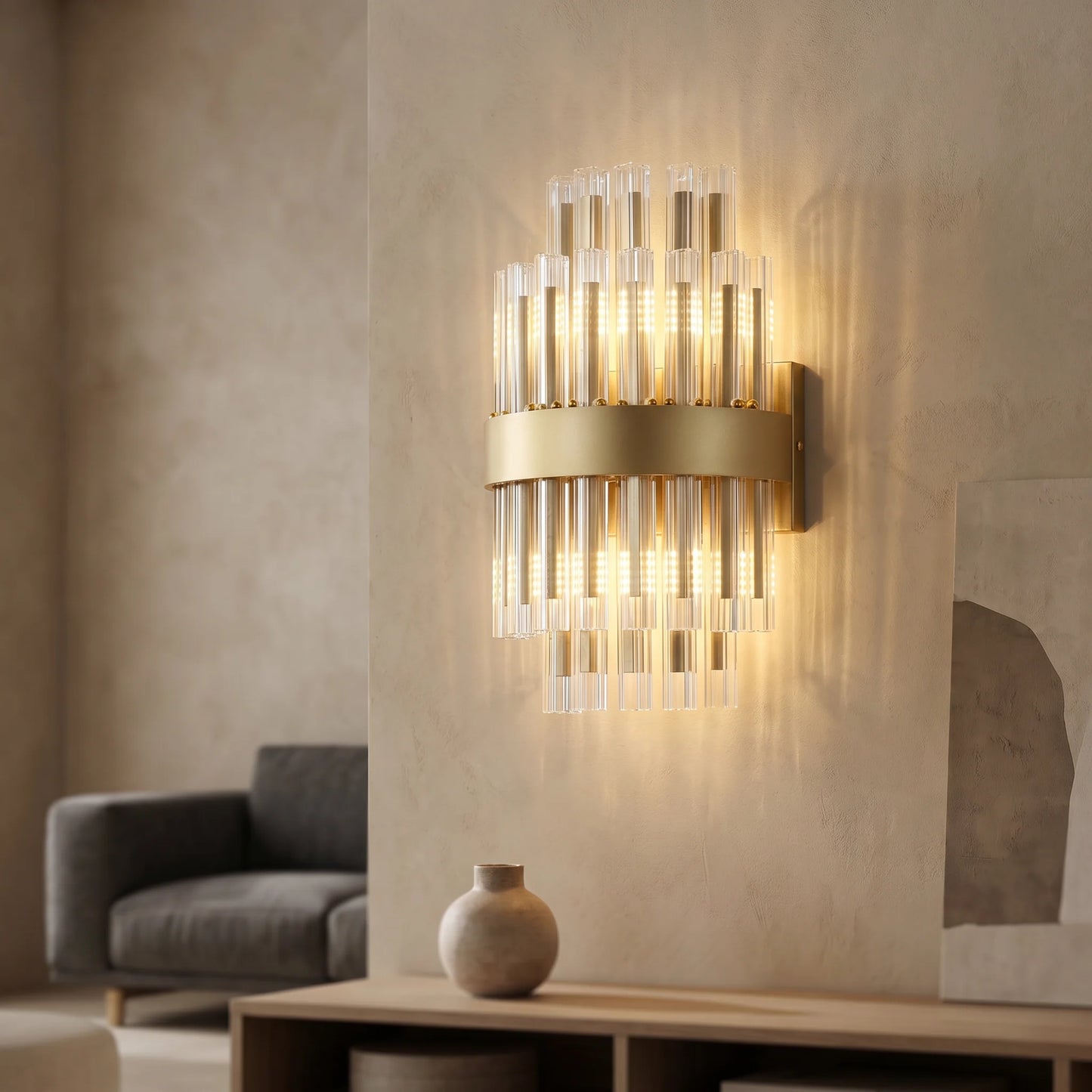 Lights  -  Bremen W002-4GO 4 Light Wall Light - Gold & Clear Glass  -  60485712