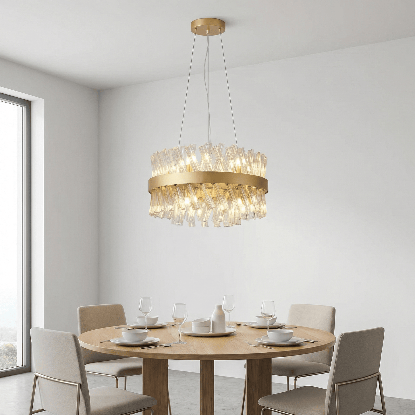 Lights  -  Dresden P004-10GO 10 Light Pendant Ceiling Light - Gold & Clear Glass  -  60485718