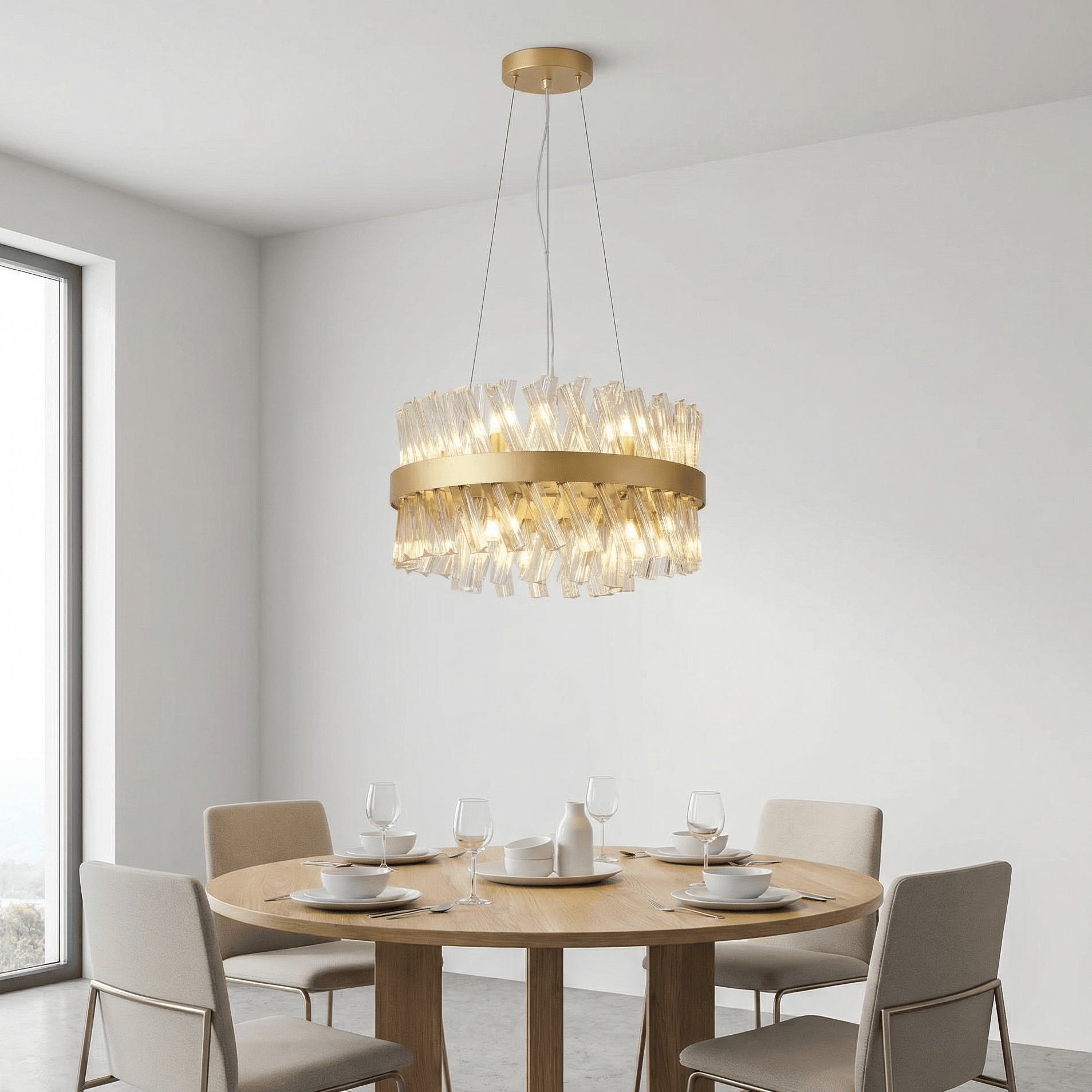 Lights  -  Dresden P004-10GO 10 Light Pendant Ceiling Light - Gold & Clear Glass  -  60485718