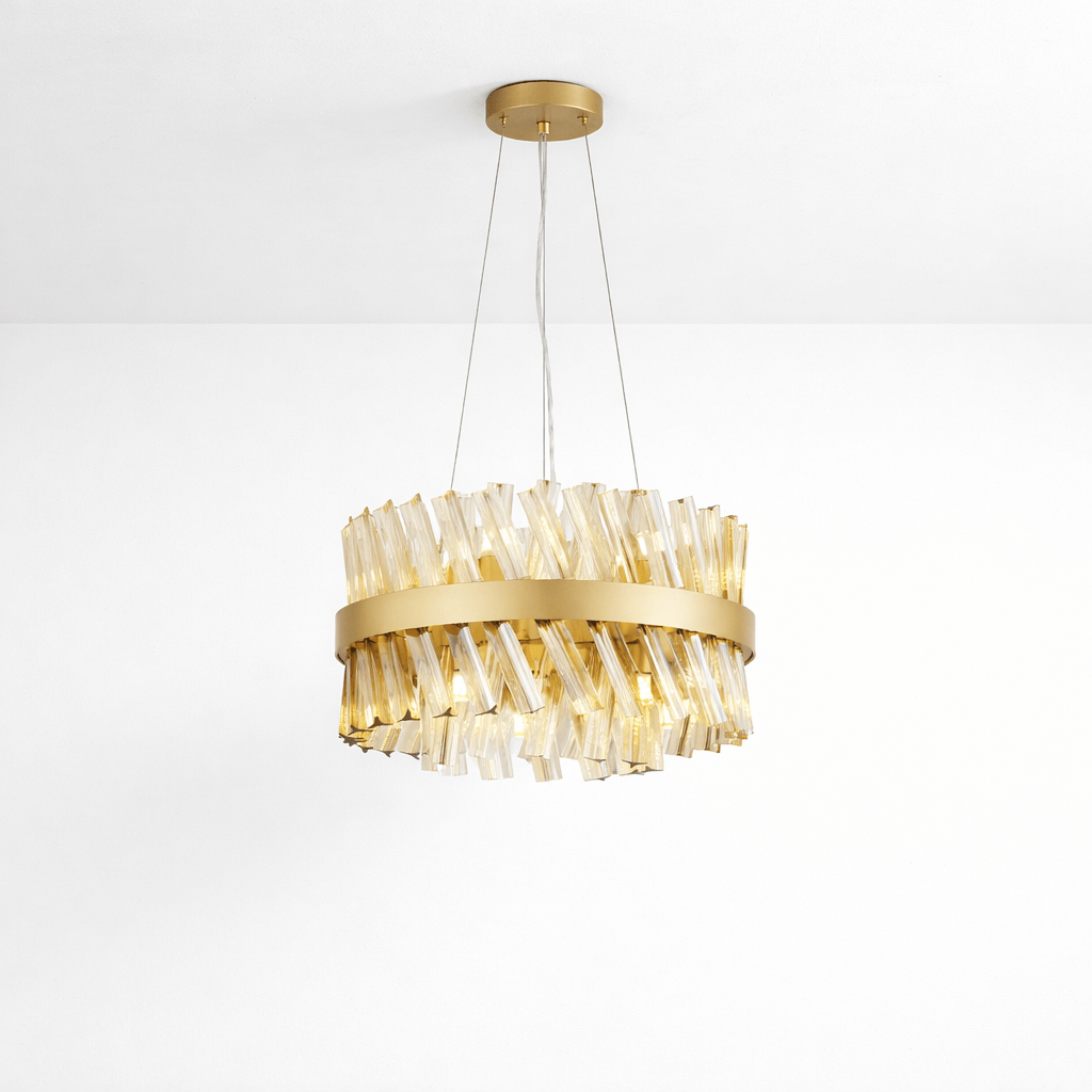 Lights  -  Dresden P004-10CP 10 Light Pendant Ceiling Light - Gold & Champagne Glass  -  60485719