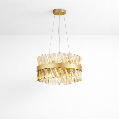 Lights  -  Dresden P004-10CP 10 Light Pendant Ceiling Light - Gold & Champagne Glass  -  60485719
