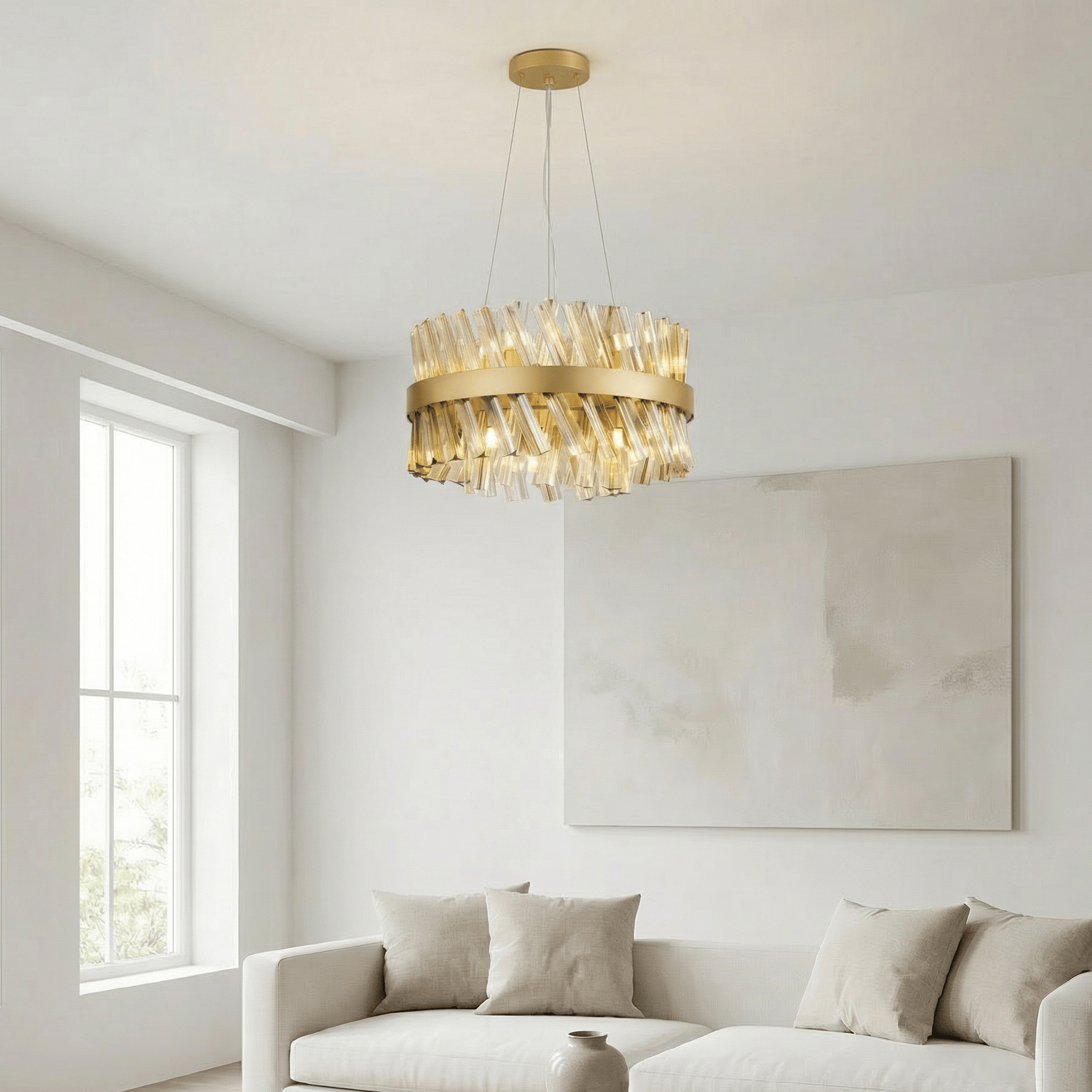 Lights  -  Dresden P004-10CP 10 Light Pendant Ceiling Light - Gold & Champagne Glass  -  60485719