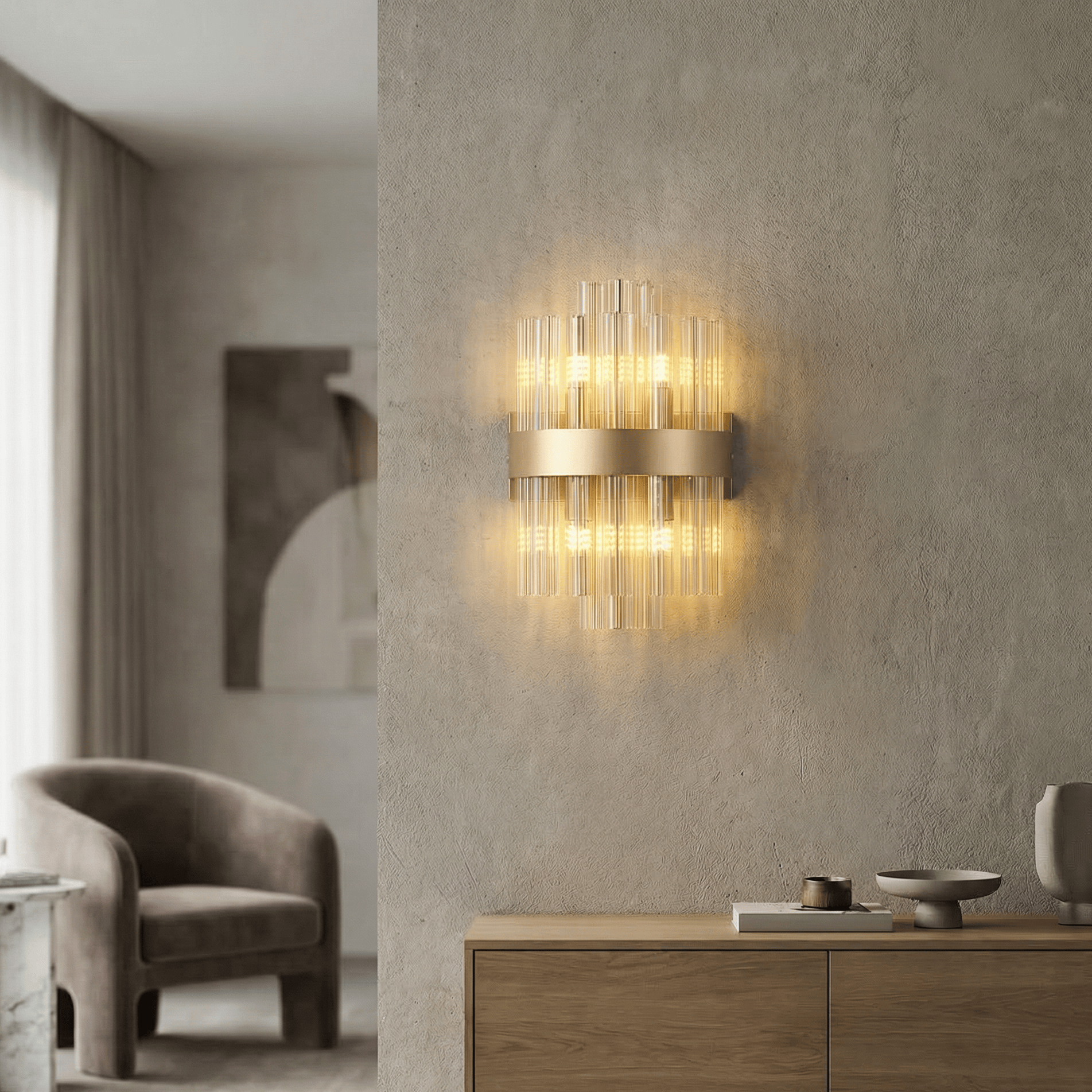 Lights  -  Dresden W004-4CP 4 Light Wall Light - Gold & Champagne Glass  -  60485728