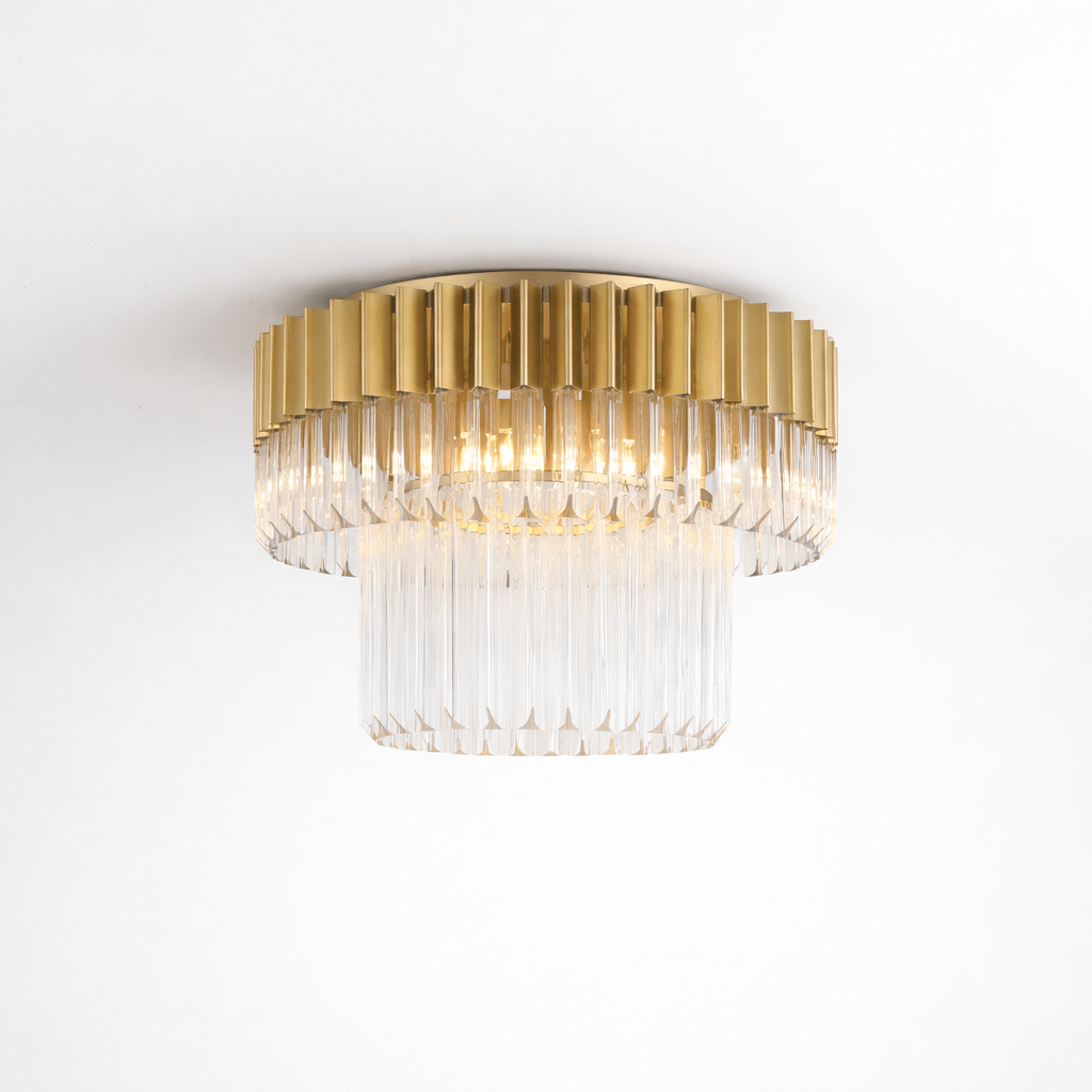 Lights  -  Dusseldorf F006-7GO 7 Light Flush Pendant Ceiling Light - Gold & Clear Glass  -  60485736