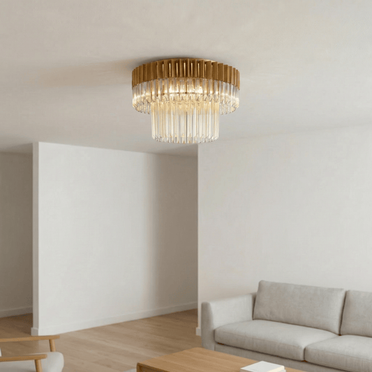 Lights  -  Dusseldorf F006-7CP 7 Light Flush Pendant Ceiling Light - Bronze & Champagne Glass  -  60485737
