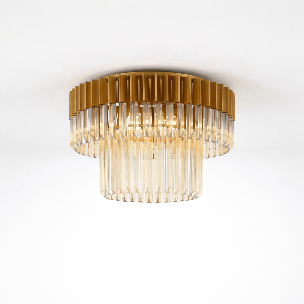 Lights  -  Dusseldorf F006-7CP 7 Light Flush Pendant Ceiling Light - Bronze & Champagne Glass  -  60485737