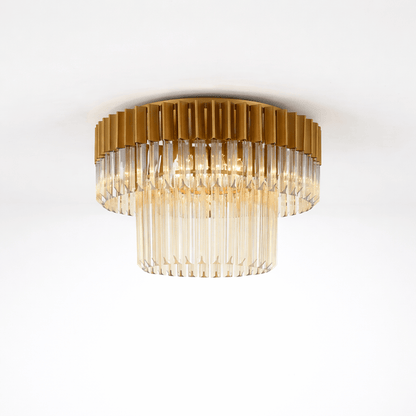 Lights  -  Dusseldorf F006-7CP 7 Light Flush Pendant Ceiling Light - Bronze & Champagne Glass  -  60485737