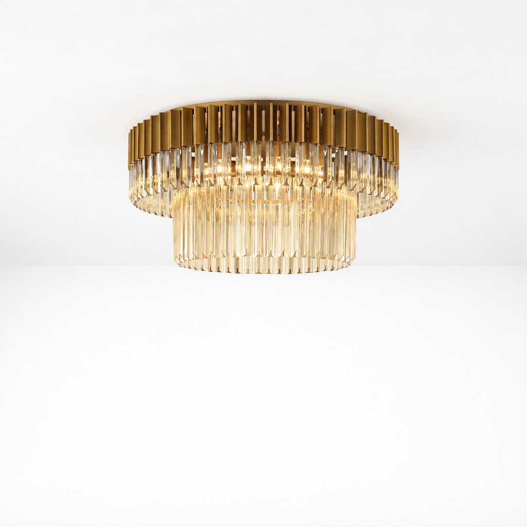 Active  -  Dusseldorf F006-12BR 12 Light Flush Ceiling Light - Bronze & Cognac Glass  -  60485738