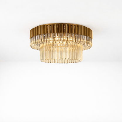 Active  -  Dusseldorf F006-12BR 12 Light Flush Ceiling Light - Bronze & Cognac Glass  -  60485738