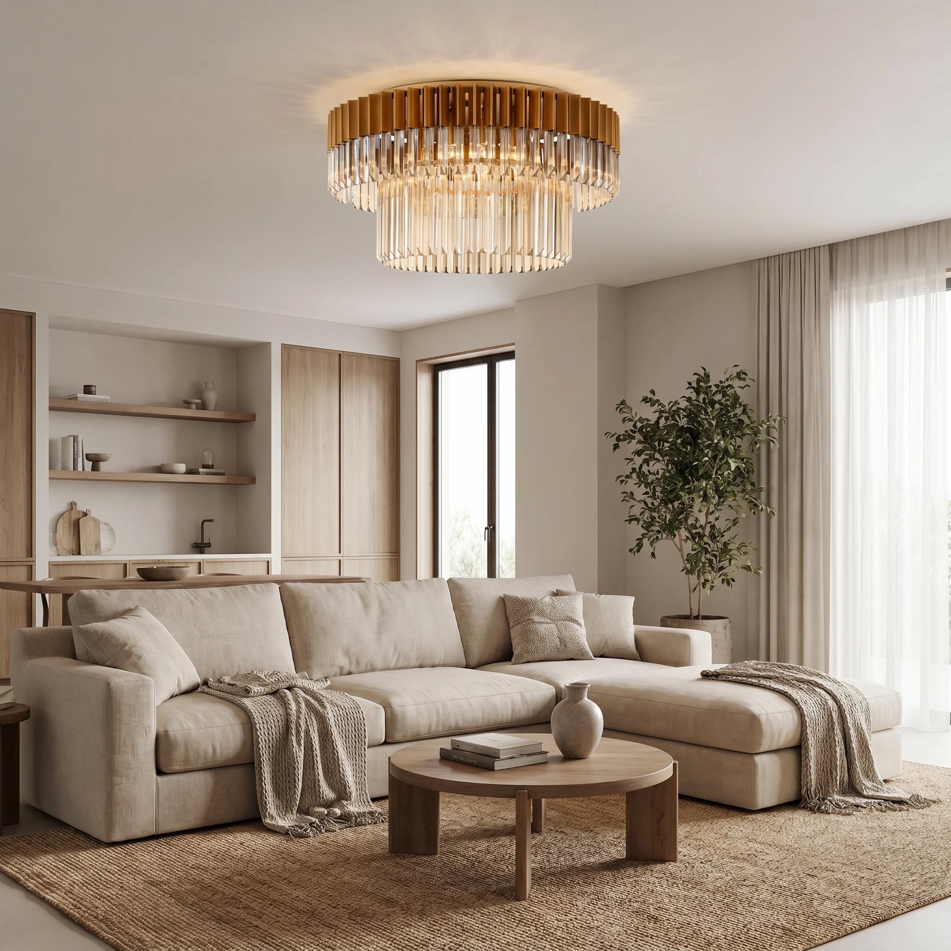 Lights  -  Dusseldorf F006-12CP 12 Light Flush Ceiling Light - Bronze & Champagne Glass  -  60485740