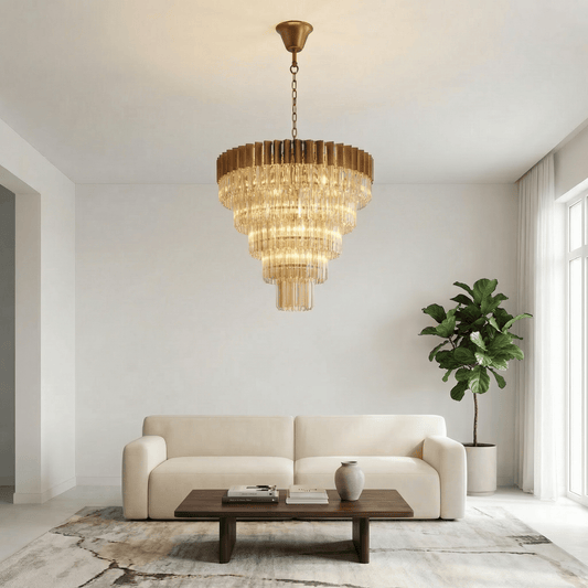 Lights  -  Dusseldorf P006-12CP 12 Light Pendant Ceiling Light - Bronze & Champagne Glass  -  60485743