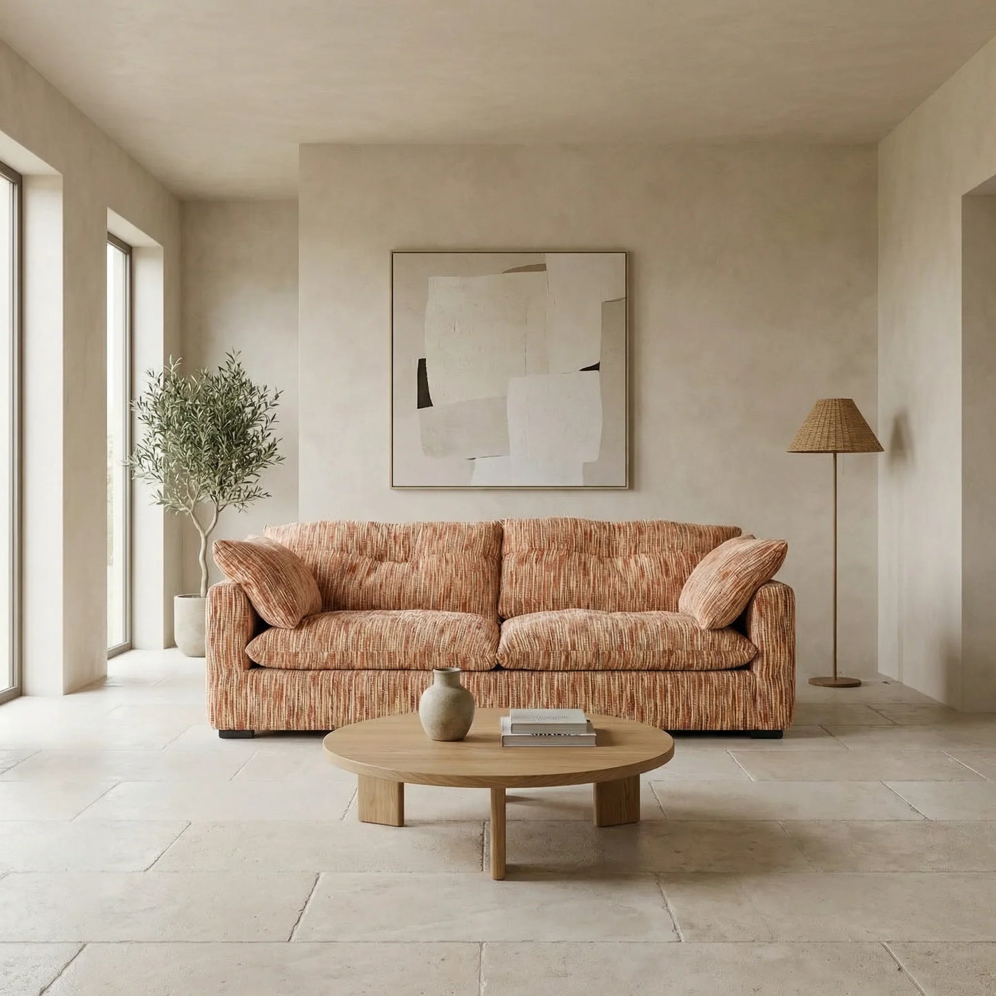 Furniture  -  Quetta 3 Seater Sofa - Rust and Beige  -  60485838