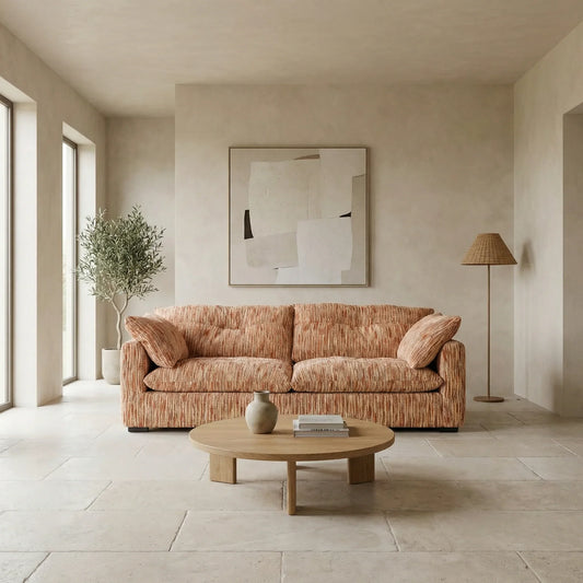 Furniture  -  Quetta 3 Seater Sofa - Rust and Beige  -  60485838