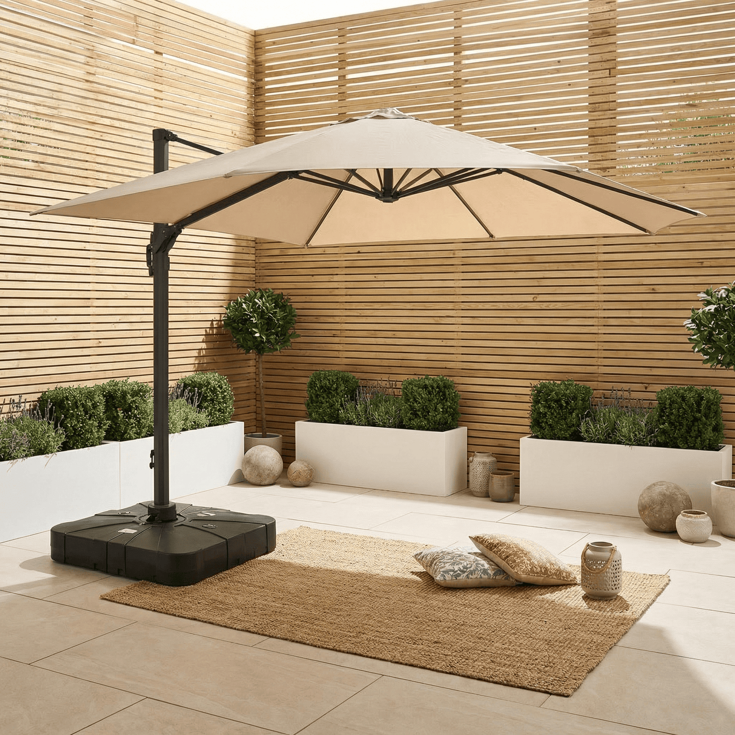 Gardening  -  Weatherking 3x3 Lazio Parasol & Base - Light Taupe  -  60485877