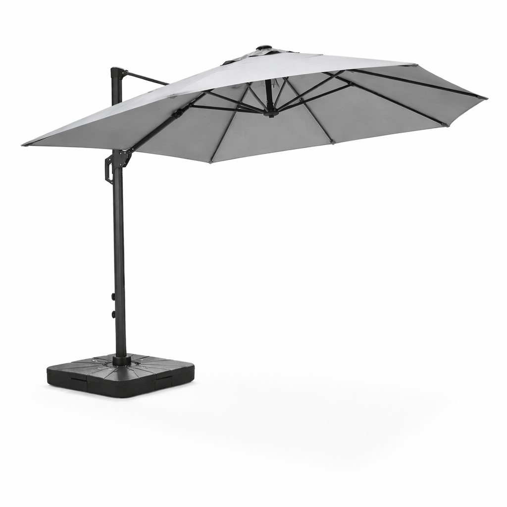 Gardening  -  Weatherking 3x3 Lazio Parasol & Base - Light Grey  -  60485878