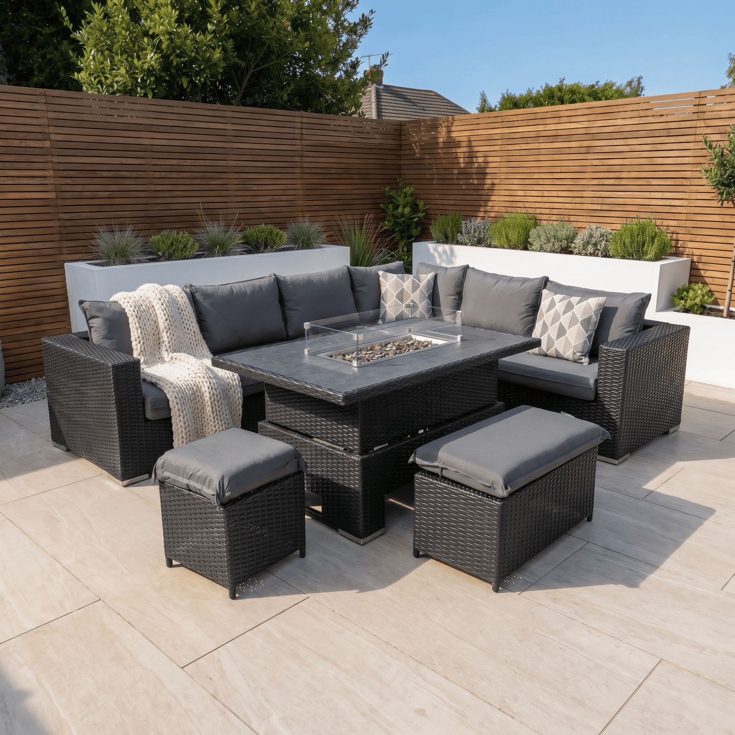 Gardening  -  Cassia Corner Firepit Set  -  60485942