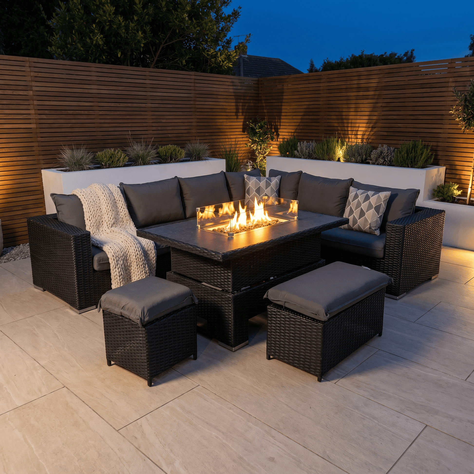 Gardening  -  Cassia Corner Firepit Set  -  60485942
