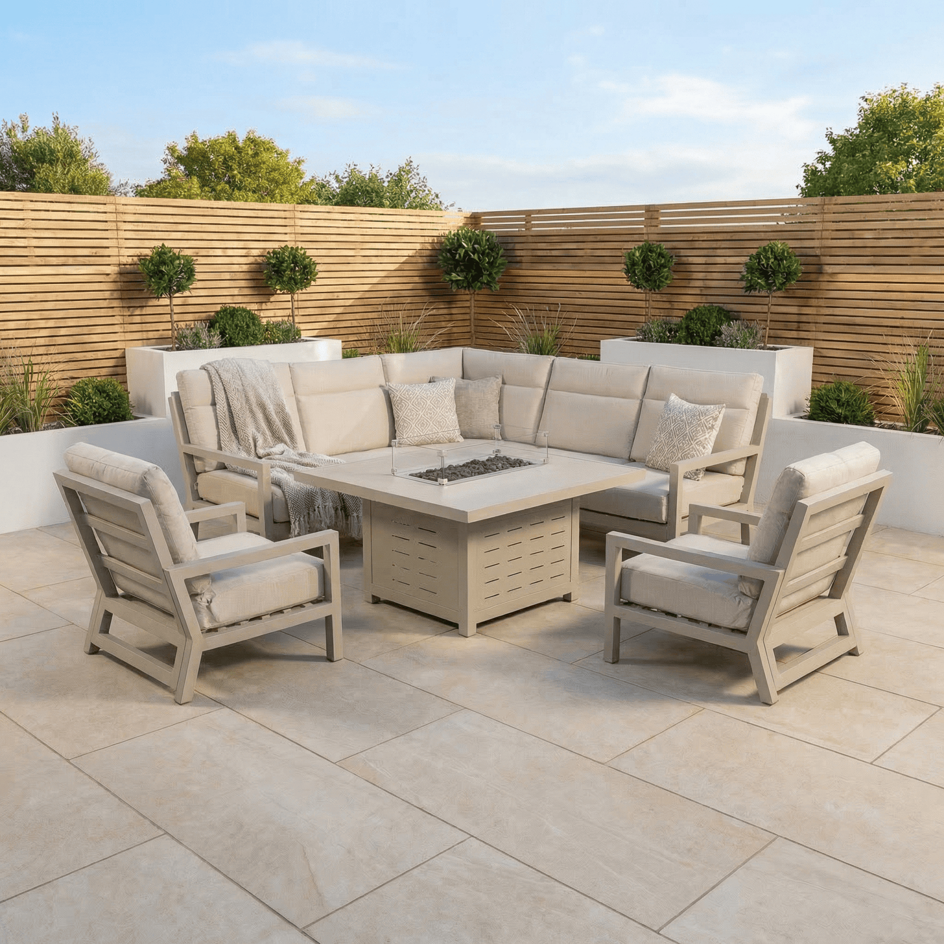 Gardening  -  Cadence Corner Firepit Set - Natural  -  60485948