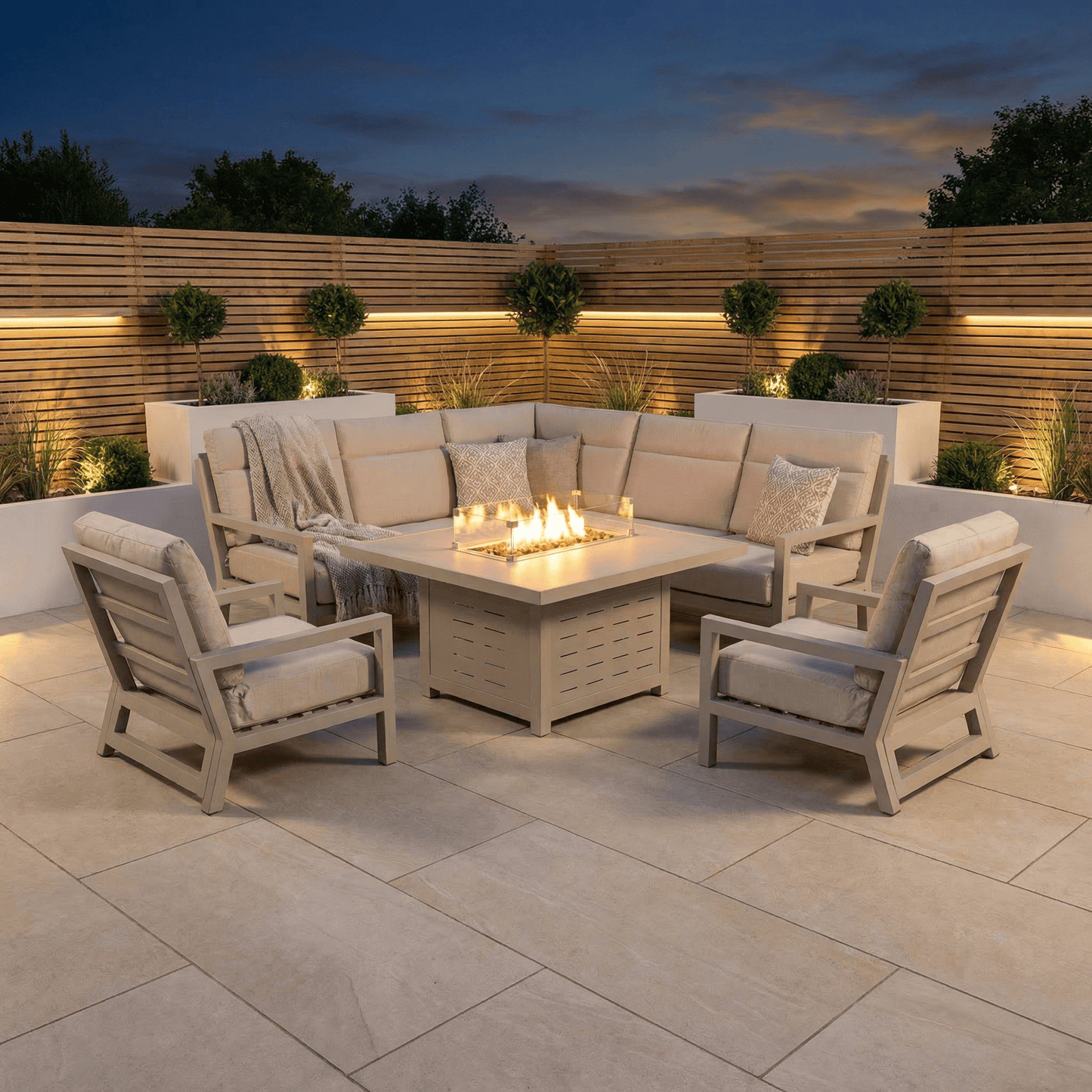 Gardening  -  Cadence Corner Firepit Set - Natural  -  60485948