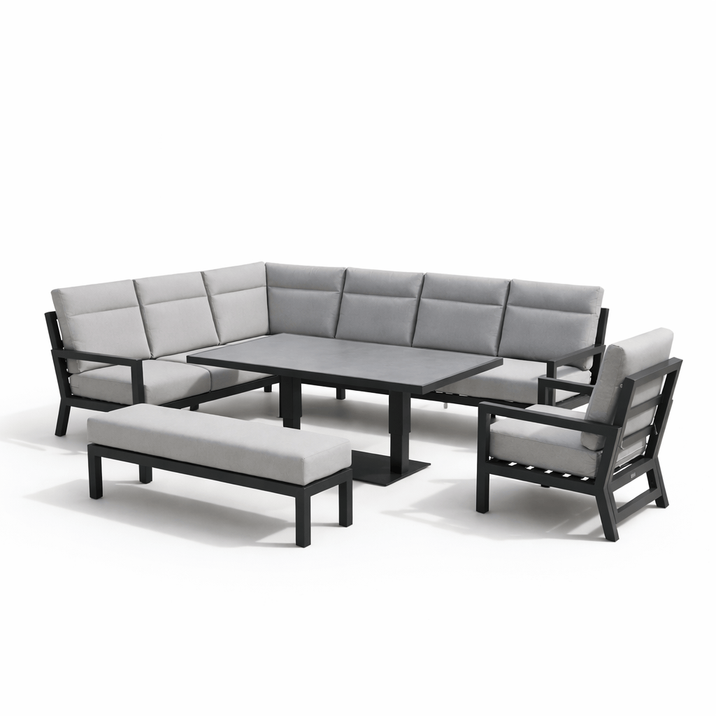 Gardening  -  Highgate XL Corner Set with Adjustable Table - Grey  -  60485950