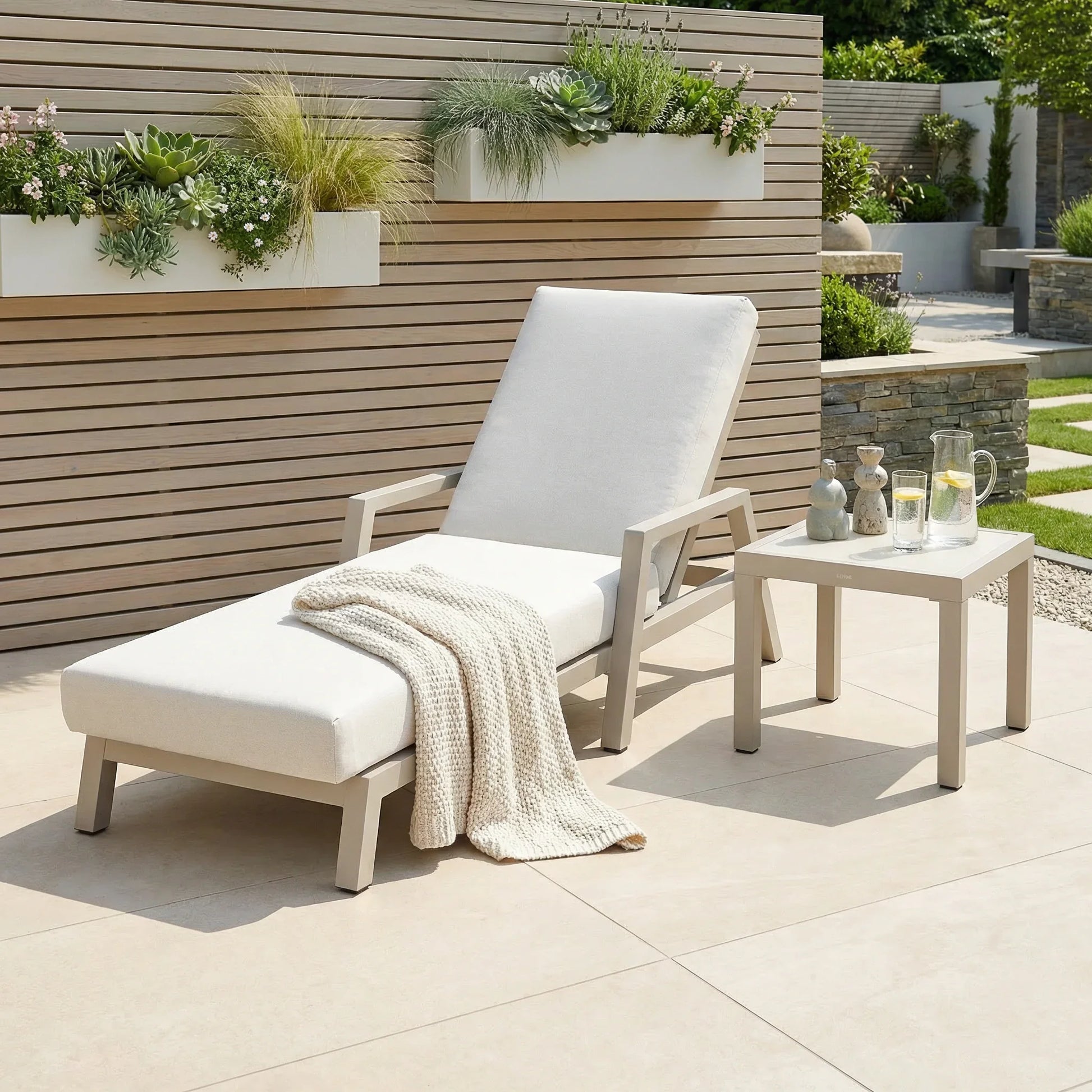 Gardening  -  Nala Lounger & Side Table - Natural  -  60485953