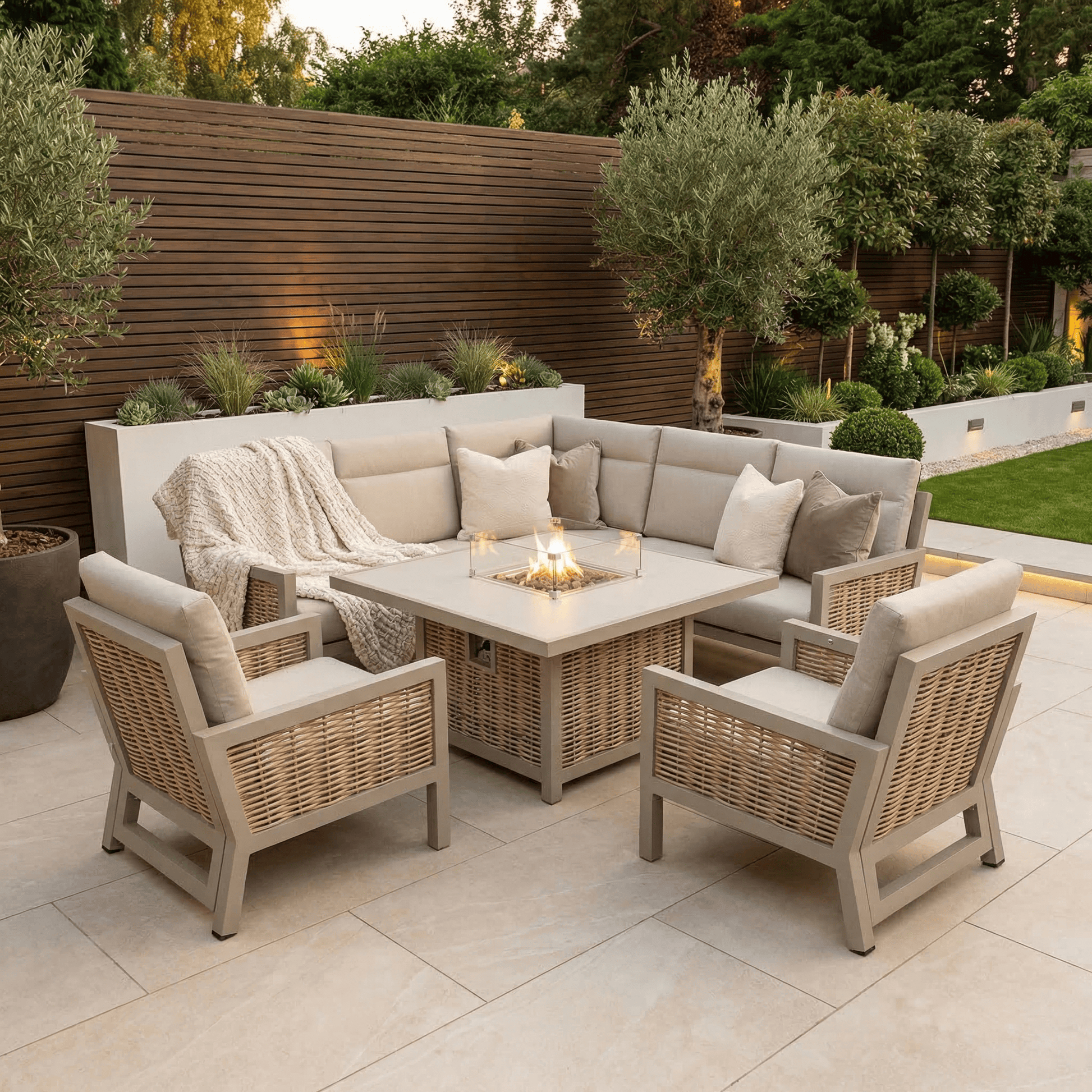 Gardening  -  Croftwood Corner Firepit Set - Natural  -  60485954