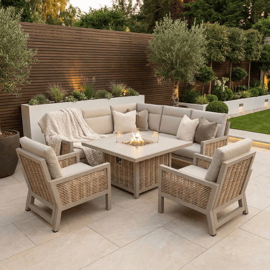 Gardening  -  Croftwood Corner Firepit Set - Natural  -  60485954