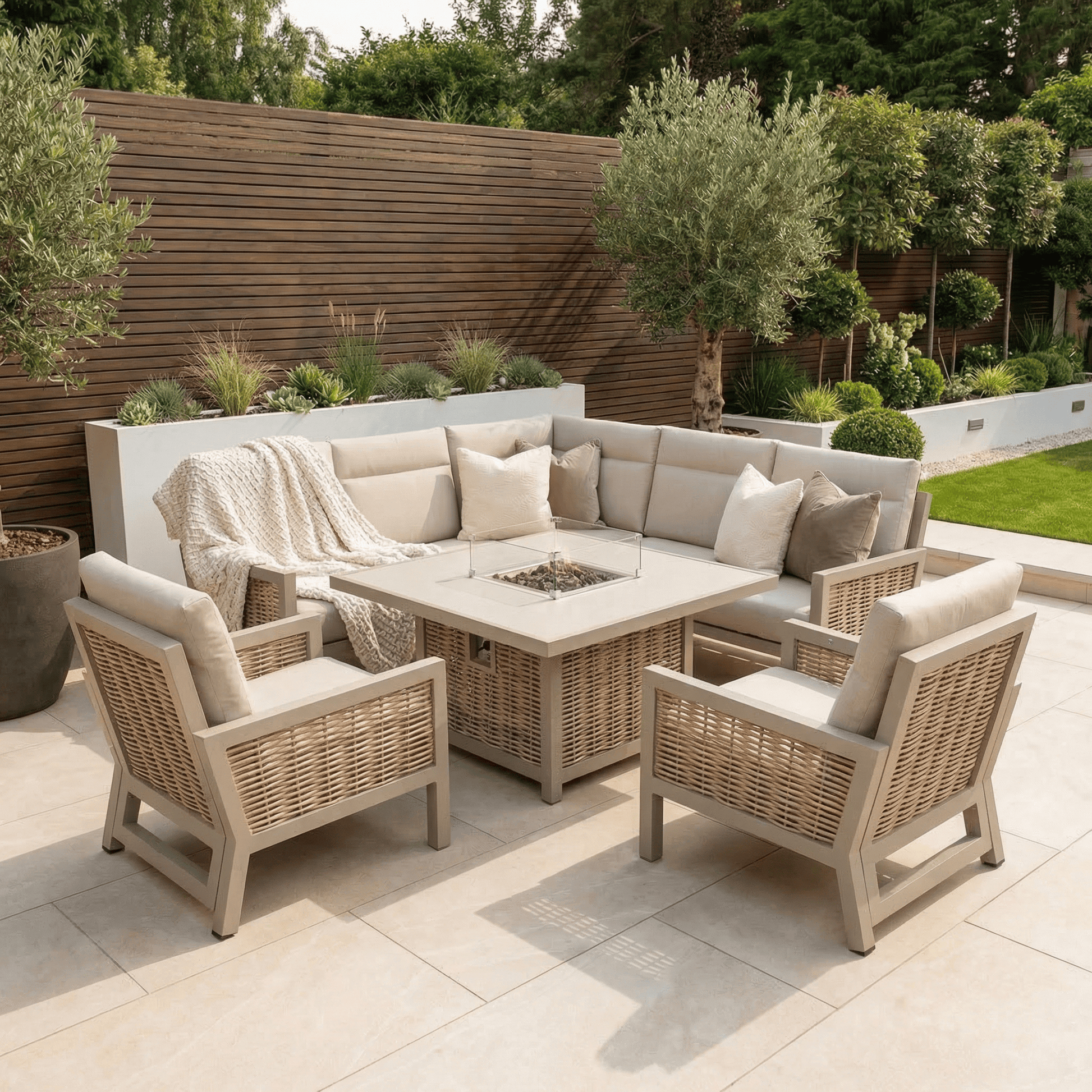 Gardening  -  Croftwood Corner Firepit Set - Natural  -  60485954