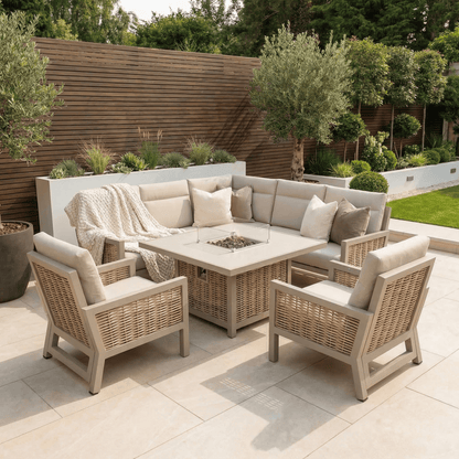 Gardening  -  Croftwood Corner Firepit Set - Natural  -  60485954