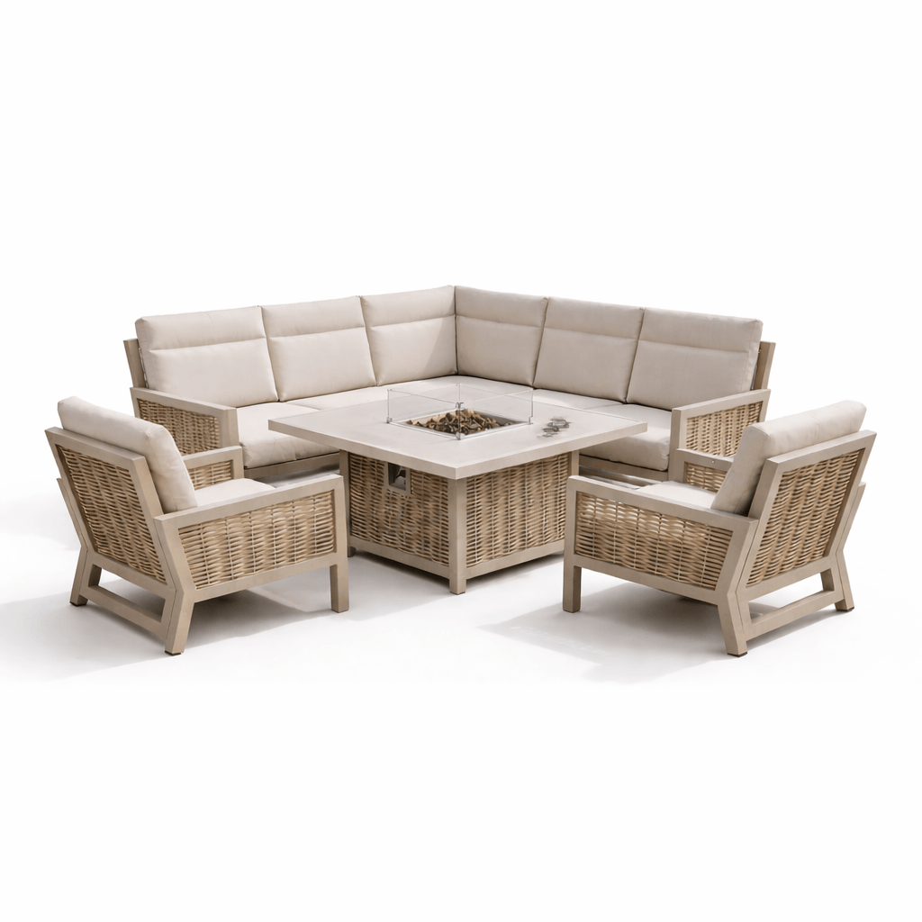 Gardening  -  Croftwood Corner Firepit Set - Natural  -  60485954