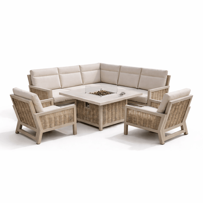 Gardening  -  Croftwood Corner Firepit Set - Natural  -  60485954