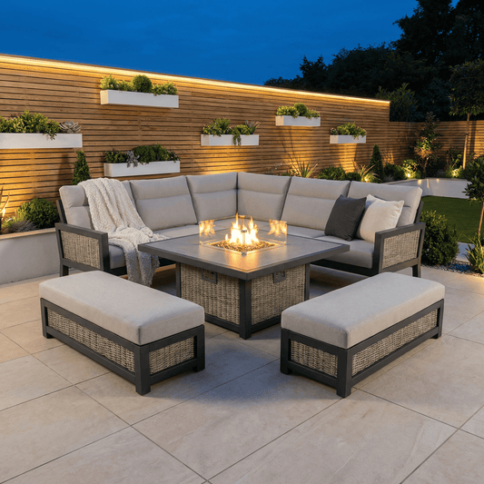 Gardening  -  New Ascot Firepit Bench Set - Grey  -  60485957