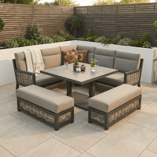 Gardening  -  Ascot Corner Rise & Fall Bench Set - Grey  -  60485959