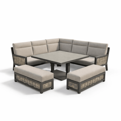 Gardening  -  Ascot Corner Rise & Fall Bench Set - Grey  -  60485959